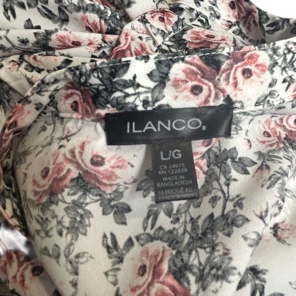 Romantic Muted Watercolor Pink Rose Sweet Country Girl Vibe Blouse Size L - Picture 4 of 7